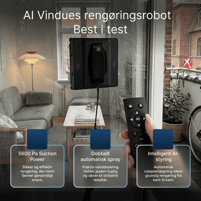 Smart AI Vinduesrobot – Automatisk vinduespudsning med 5600 Pa sugekraft - Best i test